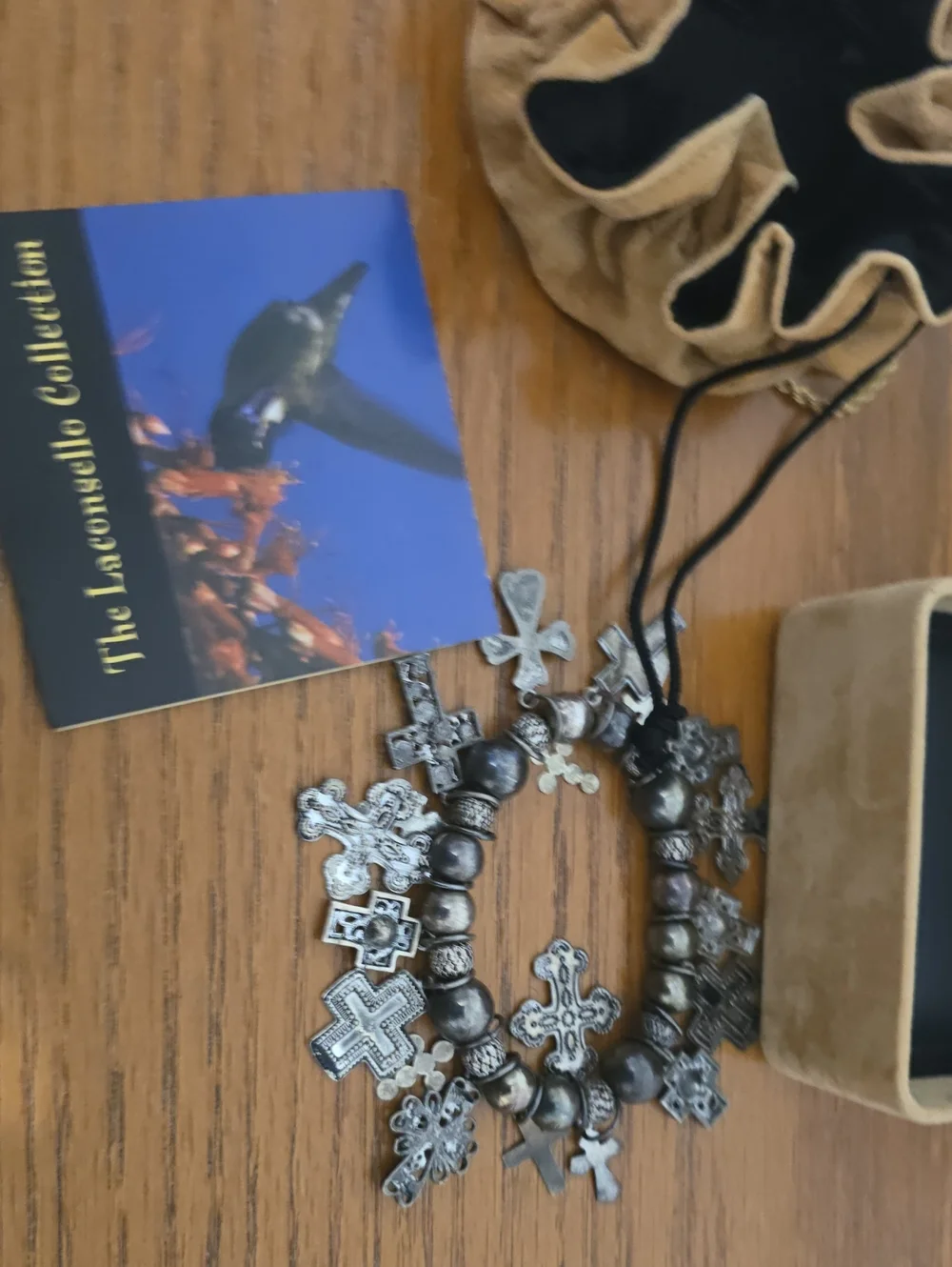 Silver Cross Charm Bracelet - Gray